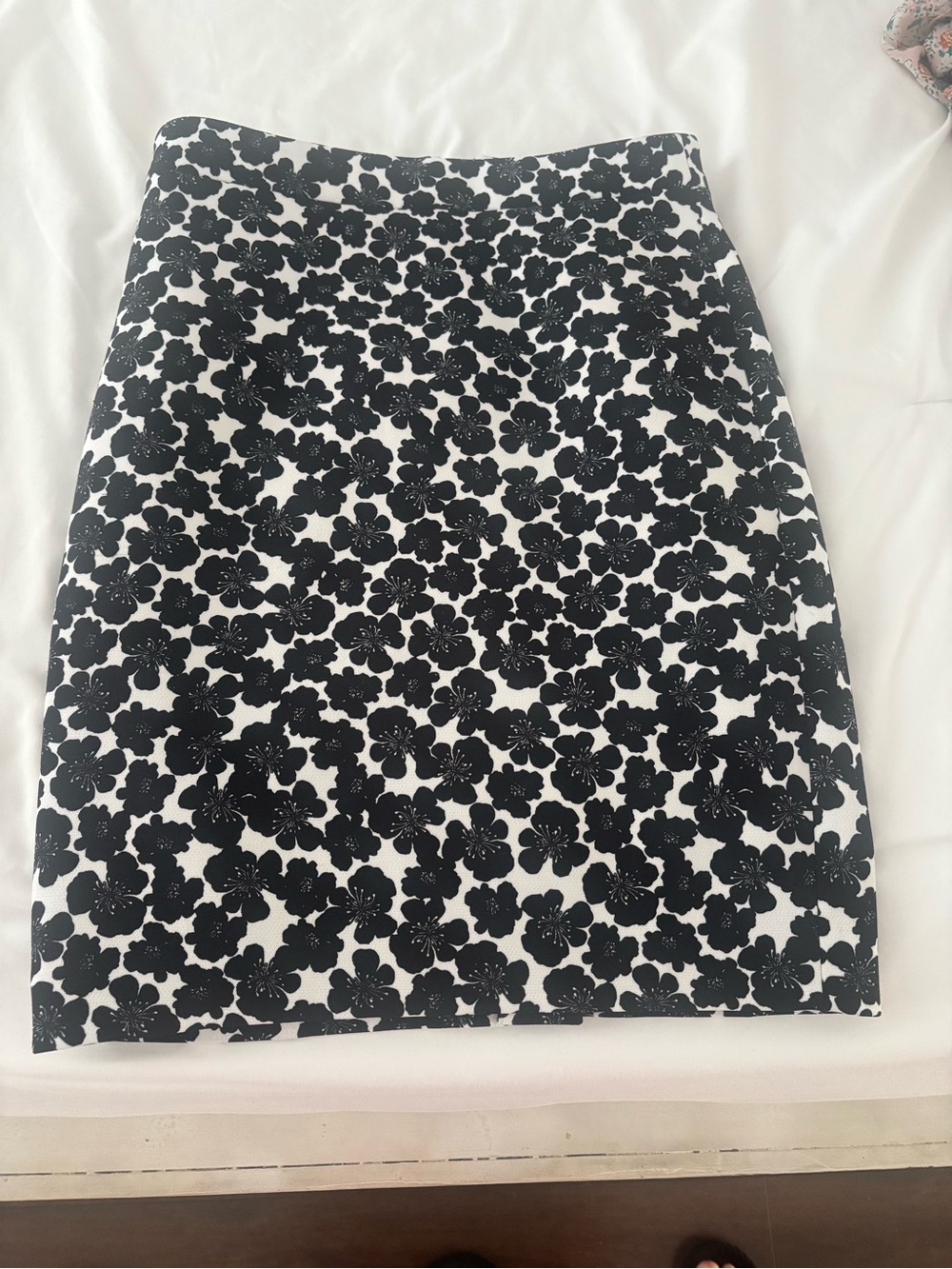 J. Crew Black and White Floral Pencil Skirt